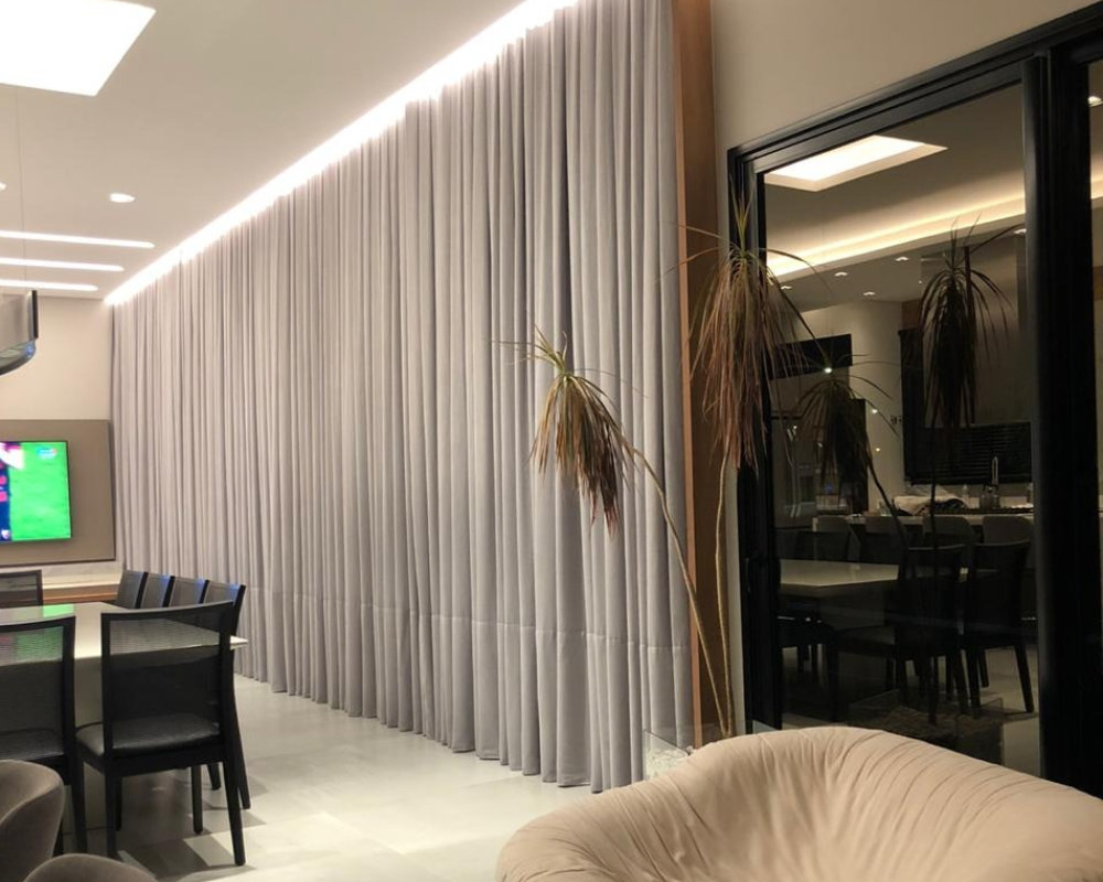 Cortina wave com iluminação embutida